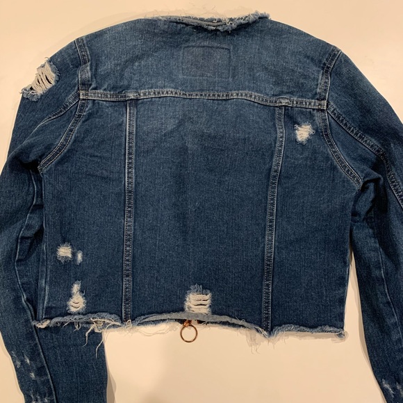 Women's Distressed Blue Jean Jacket - Picture 2 of 3